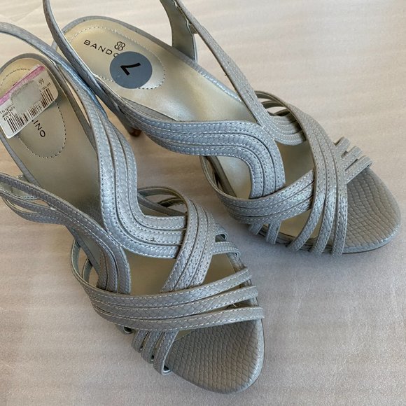 NWT Women’s LIGHT GREY OPEN TOE HIGH HEELD SHOES SIZE 7 - Picture 7 of 8